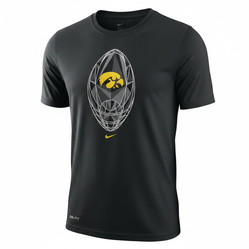 Nike Men's Black Iowa Hawkeyes Geometric Football Dri-FIT T-Shirt